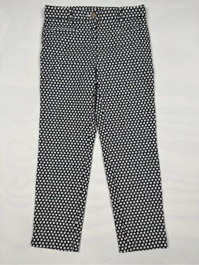 Ann Taylor Black White Geometric Print Cotton Stretch Crop Dress Pants Women’s 0